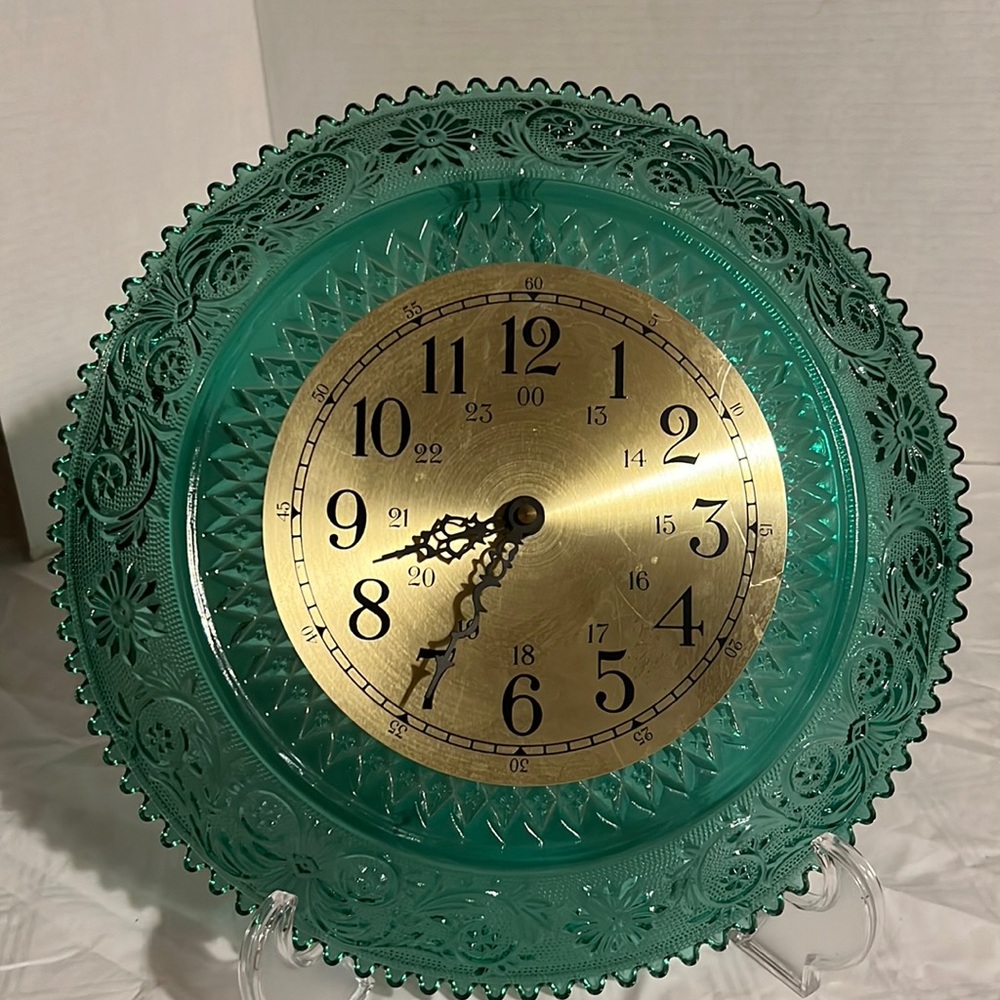 Vintage Tiara Glass Wall Clock, Spruce Green